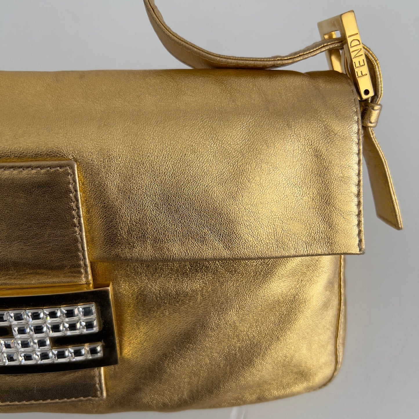 Vintage Fendi Gold Leather Baguette