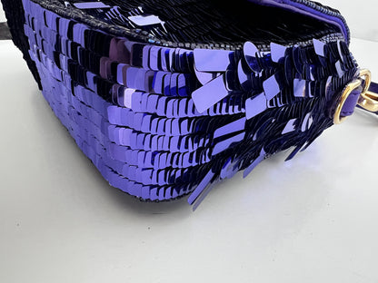 Iconic Fendi purple sequin baguette