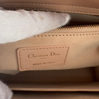 Dior Calfskin Medium Size Sand Pink Lace Ladydior Bag