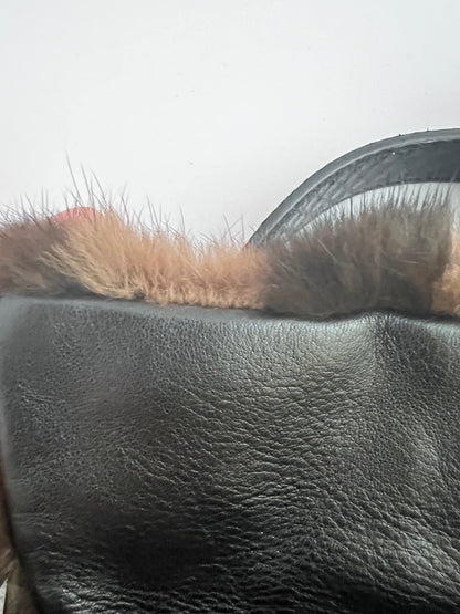 Fendi baguette mink black brown stripes shoulder bag