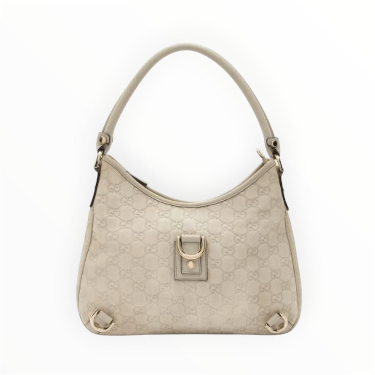 A Gucci white leather medium Abbey bag