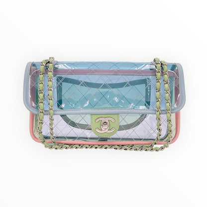 Chanel 18S Coco Splash Pastel Rainbow PVC Medium Flap Bag