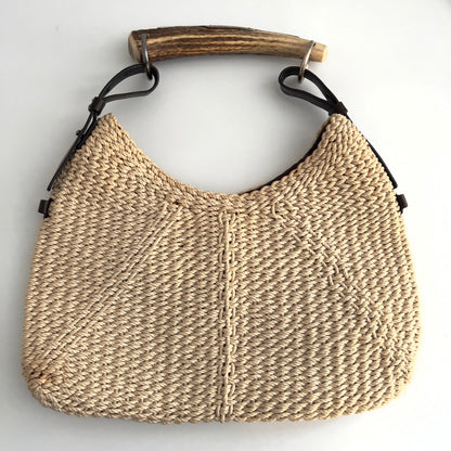 Vintage YSL Beige Raffia Mombasa Bag