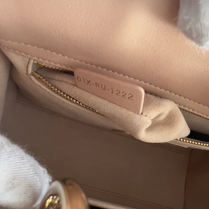 Dior Calfskin Medium Size Sand Pink Lace Ladydior Bag