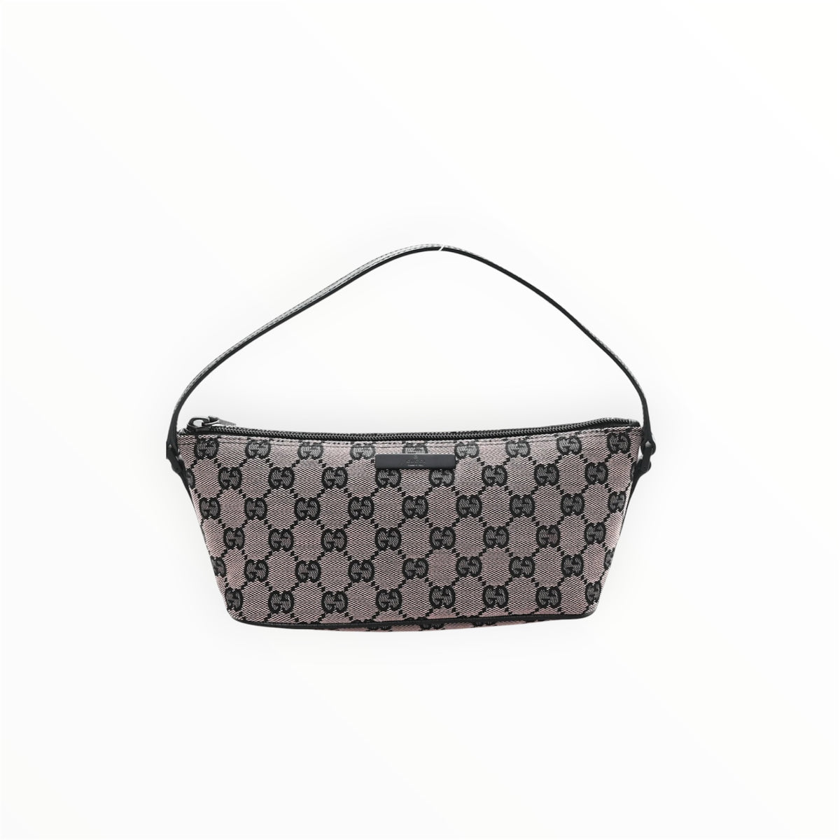 A- GUCCI Monogram Boat Pochette Black