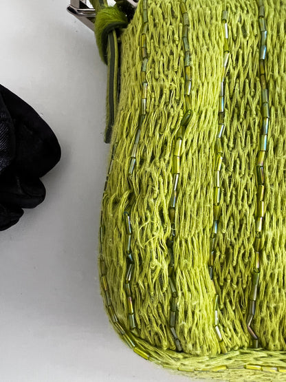 Vintage Fendi green beaded baguette