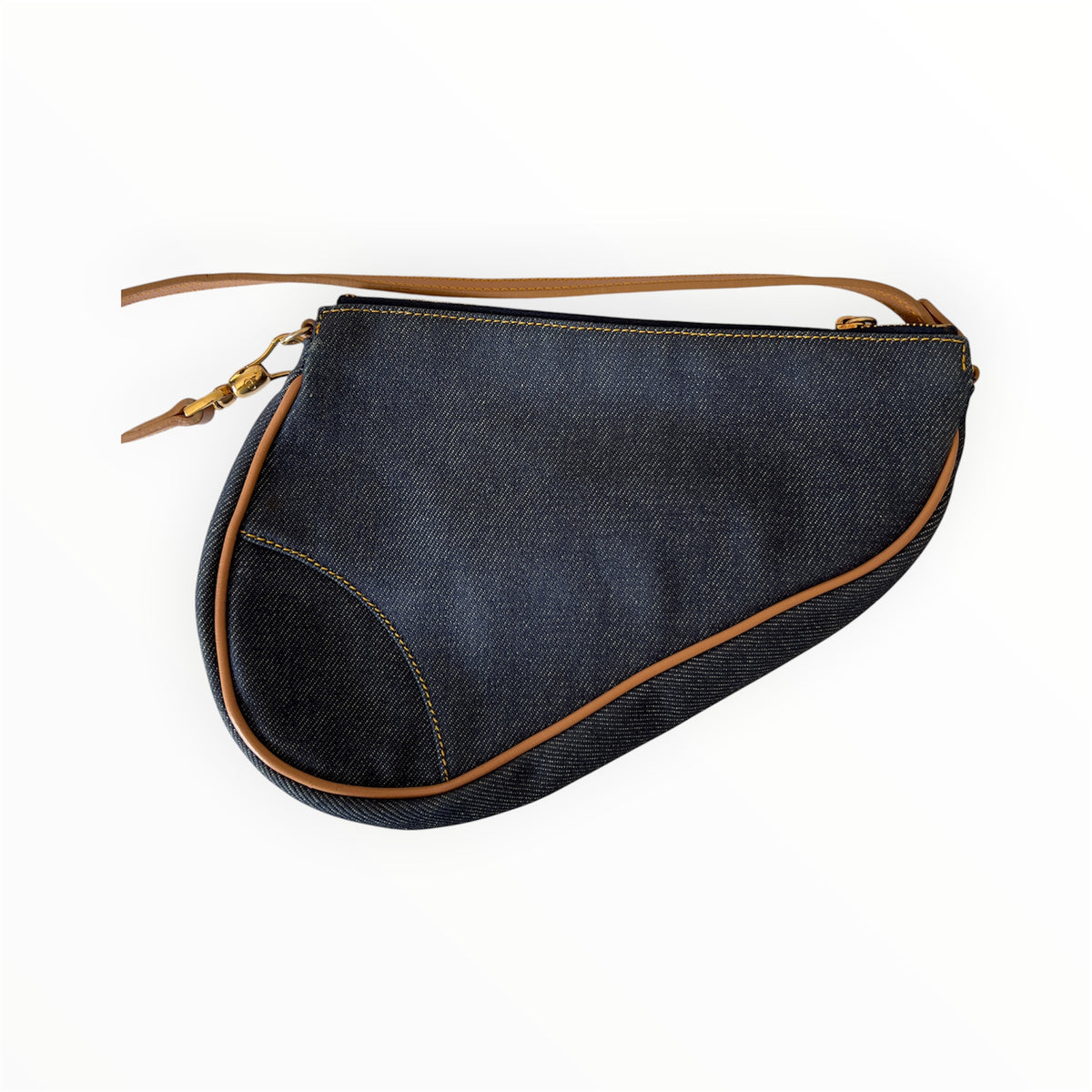 A Vintage Dior Denim Small Saddle Bag