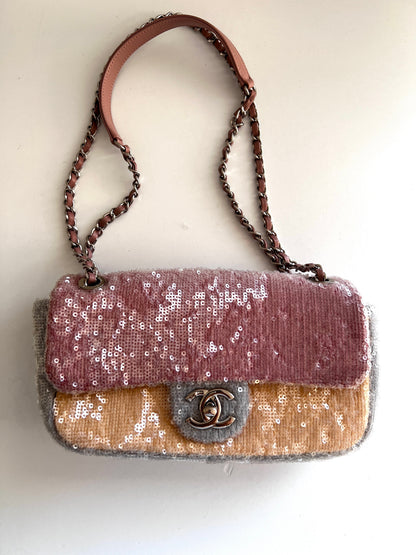 Chanel waterfall sequin small size flap bag