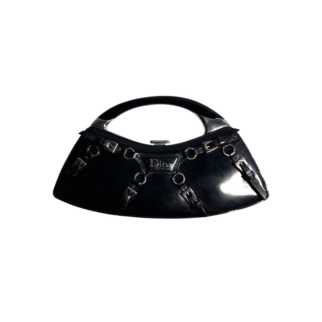Vintage Dior Black patent bondage mini bag