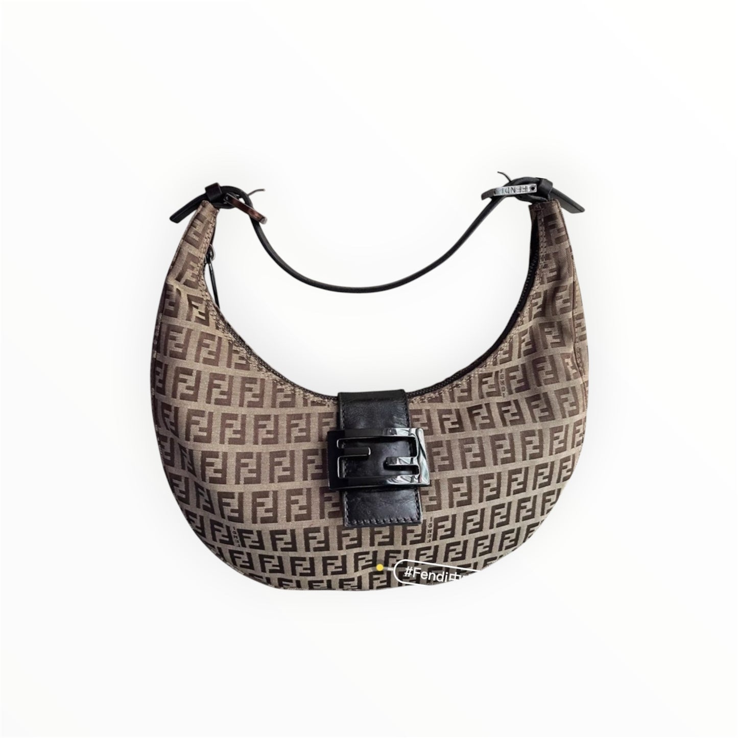 A Fendi zucchino Crossiant Hobo Bag Brown