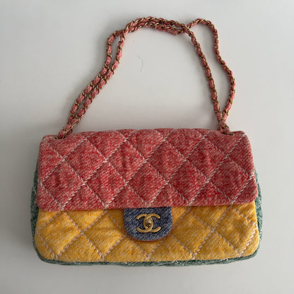 Chanel Multi Jumbo Multicolor Quilted Jersey Ultimate Stitch Flap Multiple colors