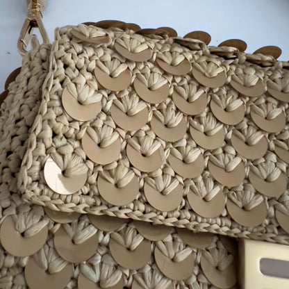 Fendi Raffia & Sequin Baguette
