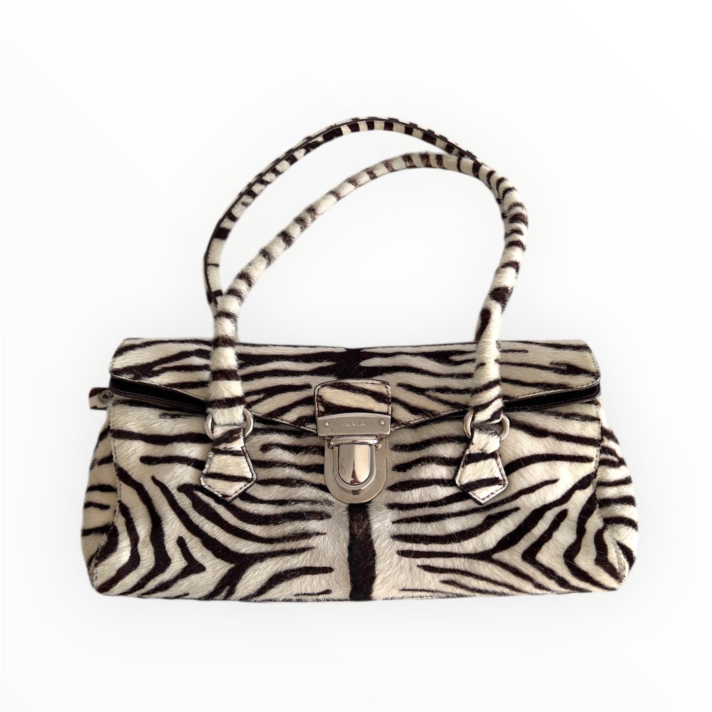 Prada Zebra Print Pony Hair Shoulder Bag