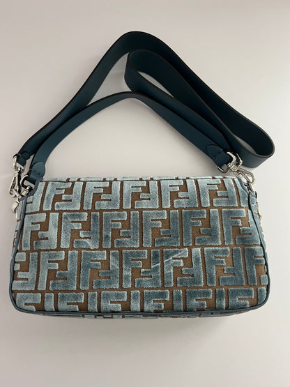 Fendi baguette new style FF velvet silver hardware shoulder bag NWOT