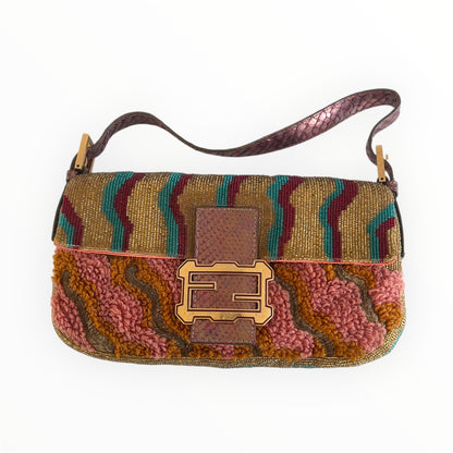 Ultra Rare Vintage Fendi Beaded Embroidered Baguette