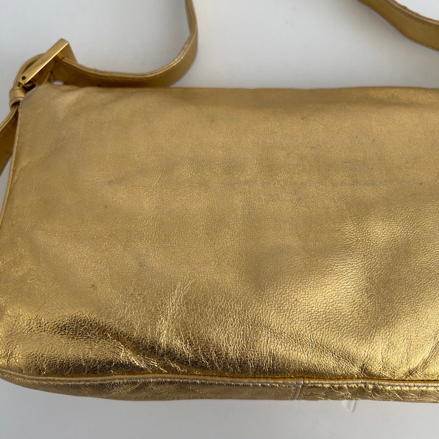 Vintage Fendi Gold Leather Baguette