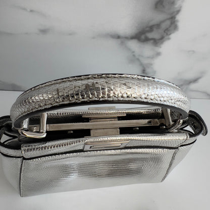 Fendi Silver Lizard Mini Peekaboo