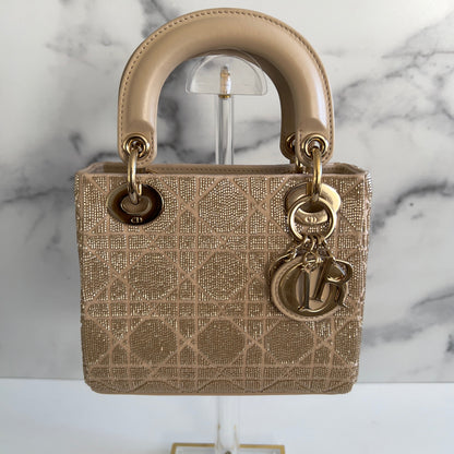 Dior Mini Tan Beaded Ladydior Bag