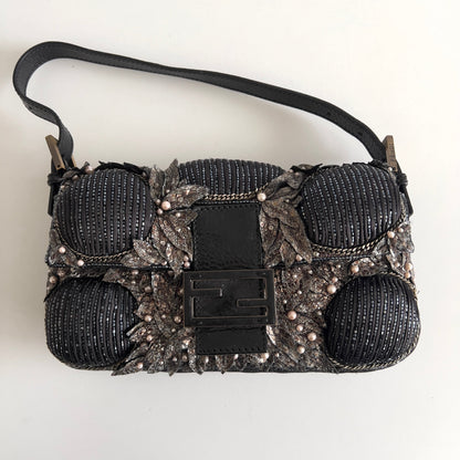 Vintage Fendi Deep Jungle Beaded Embroidery Baguette