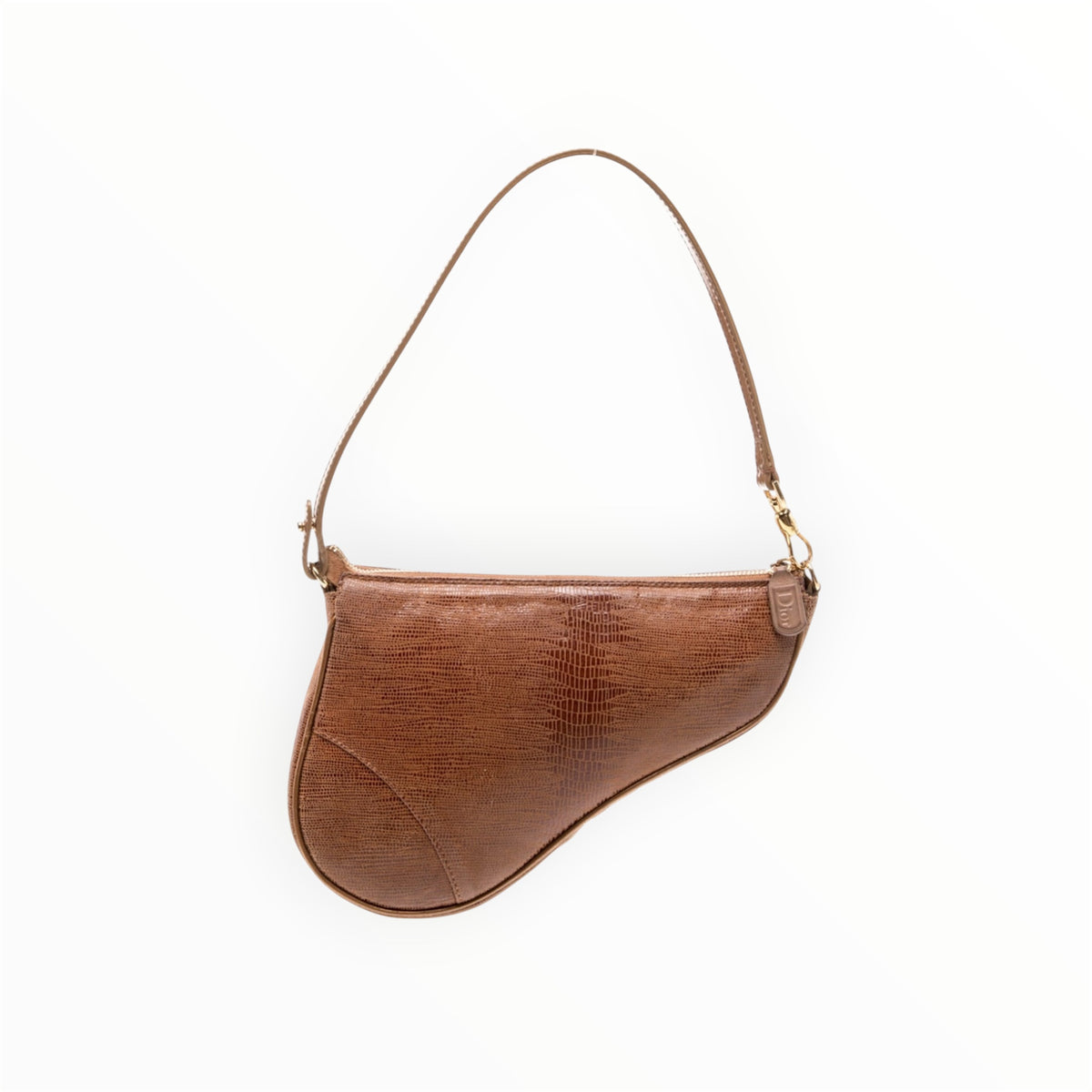 A Dior Lizard Embossed Saddle Pochette