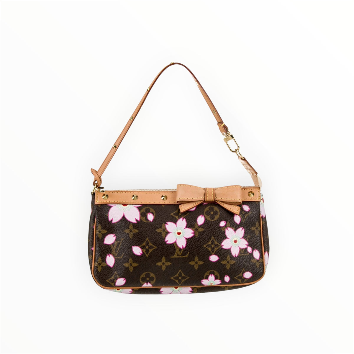 A+ Louis Vuitton Monogram Cherry Blossom Pochette Accessories Brown