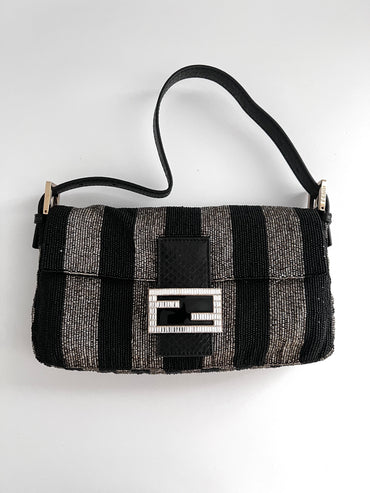 Fendi full beaded stripe baguette