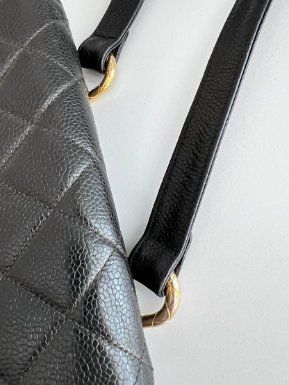 Pre-Owned Chanel Vintage 24K gold black caviar cross body mini square flap bag