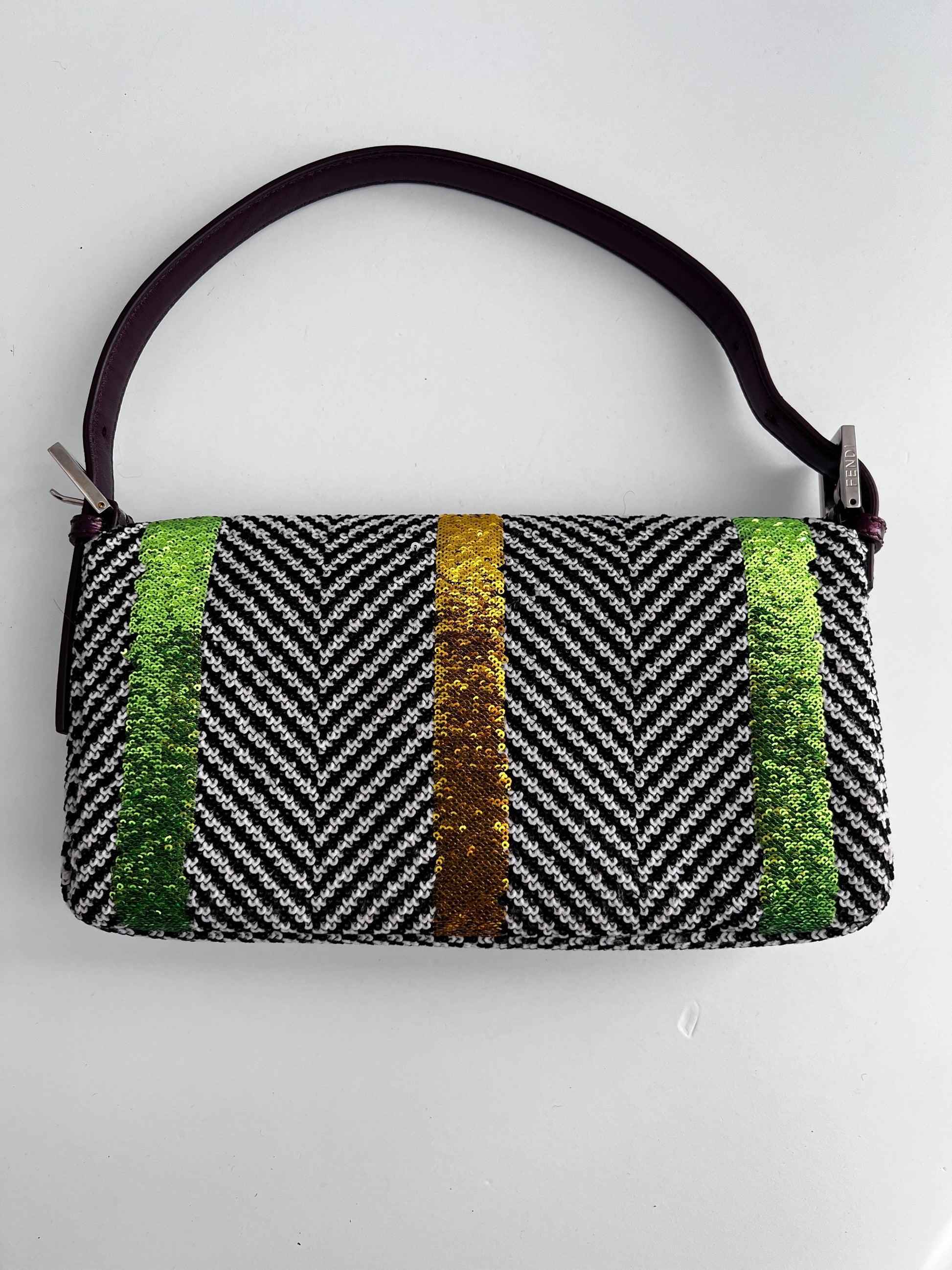 Fendi colorful sequin tweed baguette