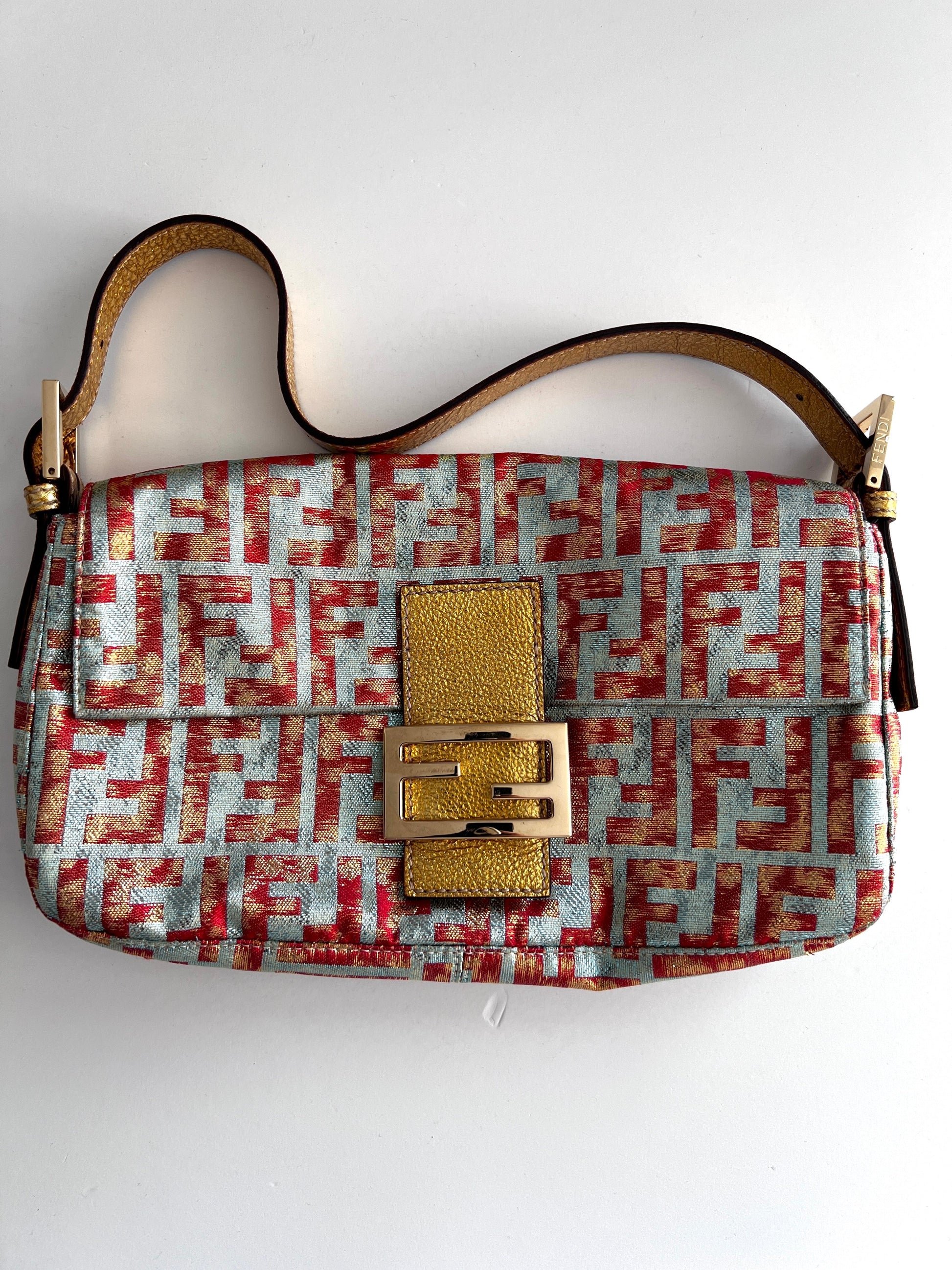 Fendi shimmering FF cloth baguette