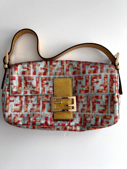 Fendi shimmering FF cloth baguette