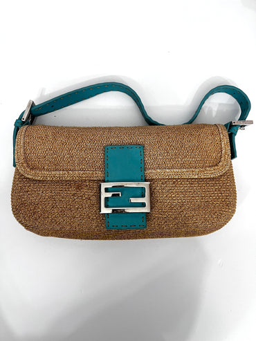 Pre-Owned Fendi selleria raffia baguette