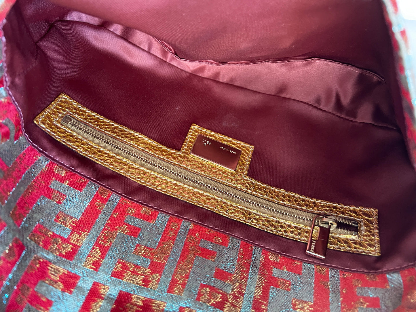 Fendi shimmering FF cloth baguette