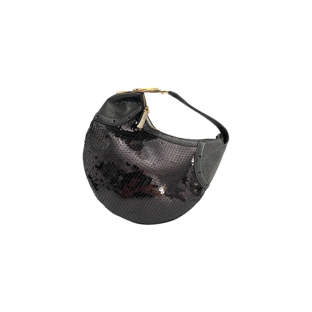 Gucci black sequin gold hardware shoulder bag
