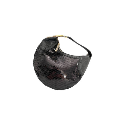 Gucci black sequin gold hardware shoulder bag