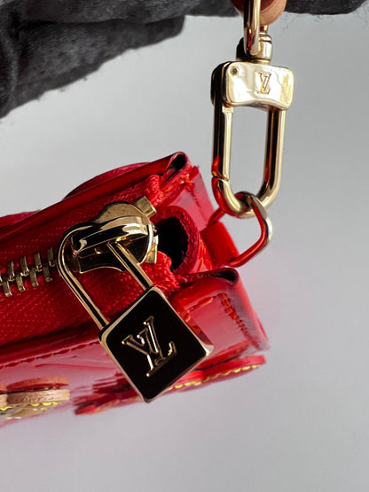 NWOT！Louis Vuitton Orange Sunset Monogram Vernis Lexington Fleurs Pochette Bag