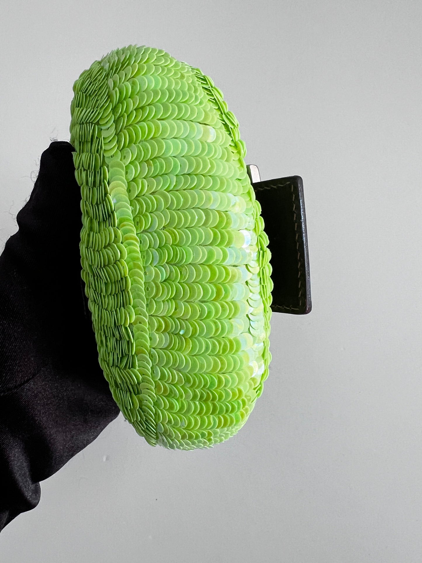 Fendi Vintage neon green small sequin croissant bag