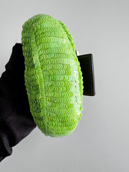 Fendi Vintage neon green small sequin croissant bag
