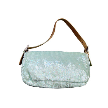 Fendi Vintage shimmering green sequin baguette