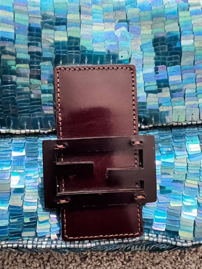 Fendi Vintage blue mermaid sequin baguette bag