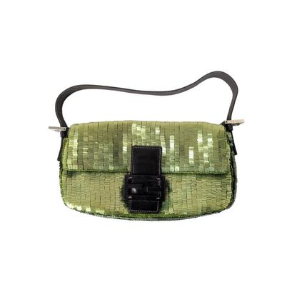 Pre-Owned Fendi Vintage green sequin baguette
